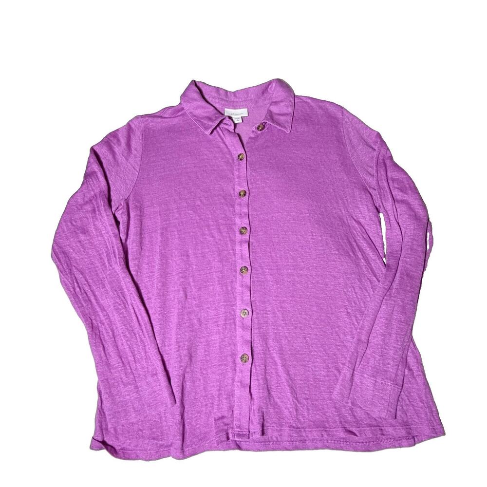 J.Jill Love Linen Knit Cardigan Pink Orchid M Petite Lagenlook S Petite EUC
